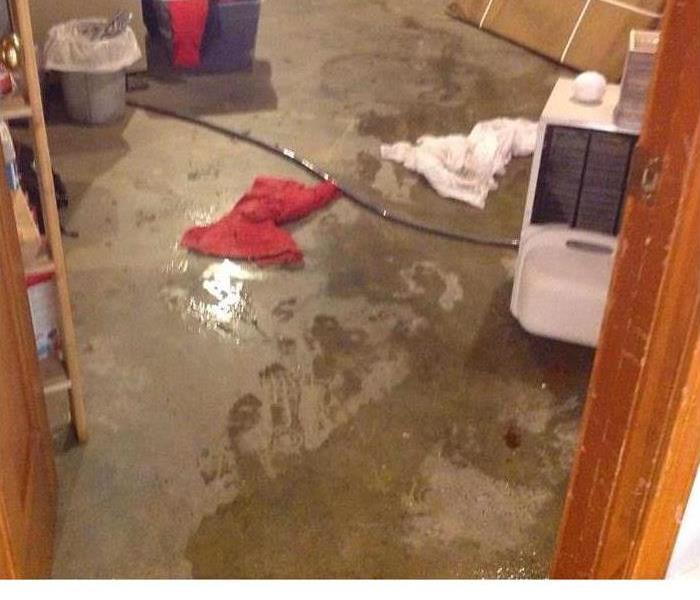 water damage on a cement floor 