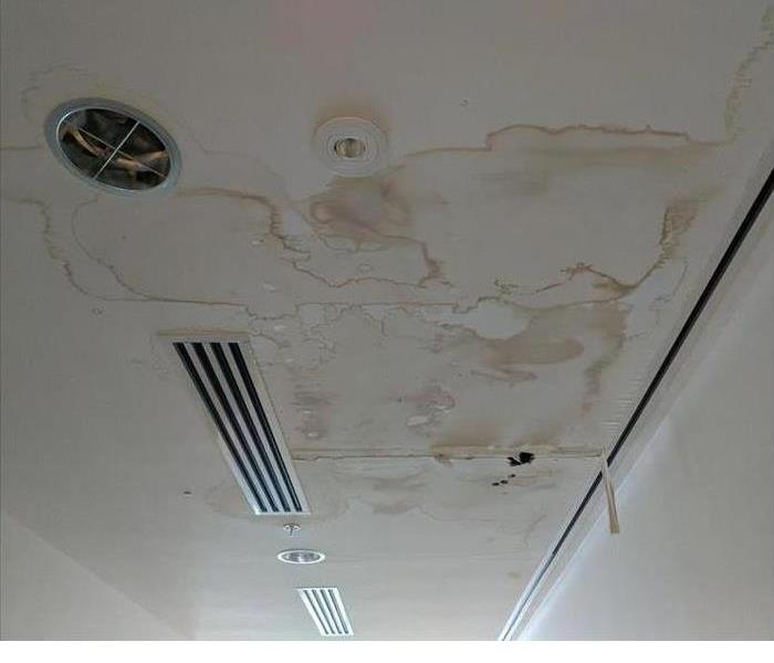 Water damaged ceiling in a business
